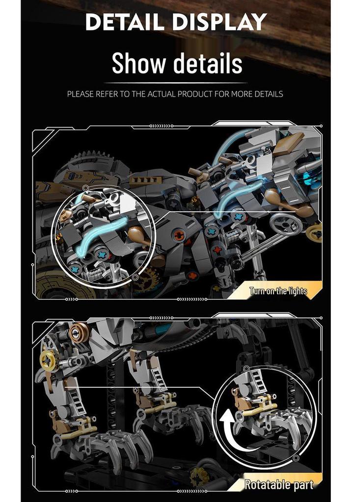 Steampunk Bionic Mechanical T-Rex Dinosaur Building Model Toy Compatible with Lego – High Difficulty Gift.