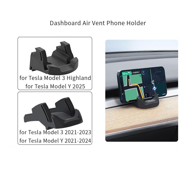 for Tesla Model Y 2025 Air Outlet Phone Holder Dashboard Mobile Phone Mount Stand Model 3 Highland 2024 Air Vent Bracket