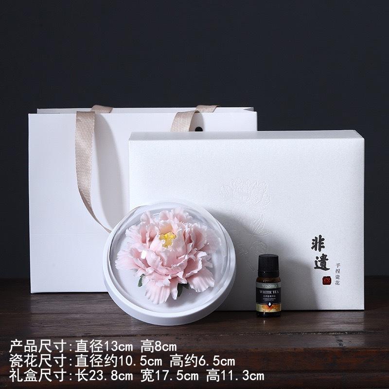Hand-Made Porcelain Peony Diffuser Incense Burner Luxury Floral Essential-Oil Stone Re-Usable Home Fragrance & Gift Décor