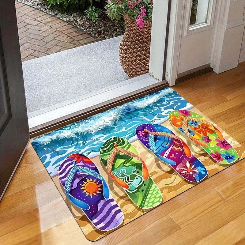 1ks Rohožky se vzorem fialových květin Kuchyňské koberce Protiskluzové Pop design Ložnicové koberce Koupelnová rohožka Koberec pro domácí dekoraci dřezu, prádelny