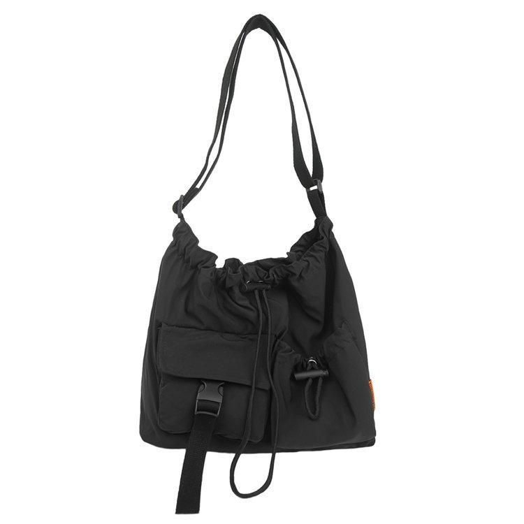 

Маленькая дизайнерская плиссированная холщовая сумка на кулиске, большая вместимость, легкая, для поездок на работу, на плечо, сумка-мессенджер, повседневная тканевая сумка чёрный