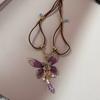 Fashion Vintage Purple Resin Butterfly Pendant Brown Leather Rope Necklace For Women Y2K Goth Unique Neck Chain Jewelry Gifts