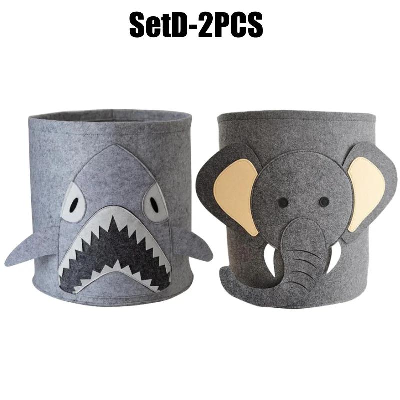 Adorable Cartoon Animal Felt Storage Bin Kids Toy Organizer Large Capacity Laundry Basket for Room Cloth Organizing Baskets