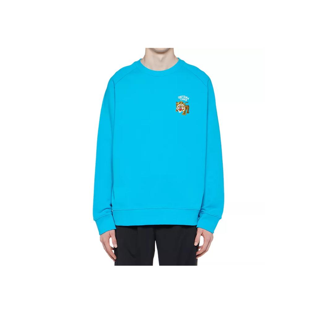 ONITSUKA TIGER Solid Color Round Neck Drop Shoulder Long Sleeve Sweatshirt Unisex Sweatshirt Blue 2183B183-301