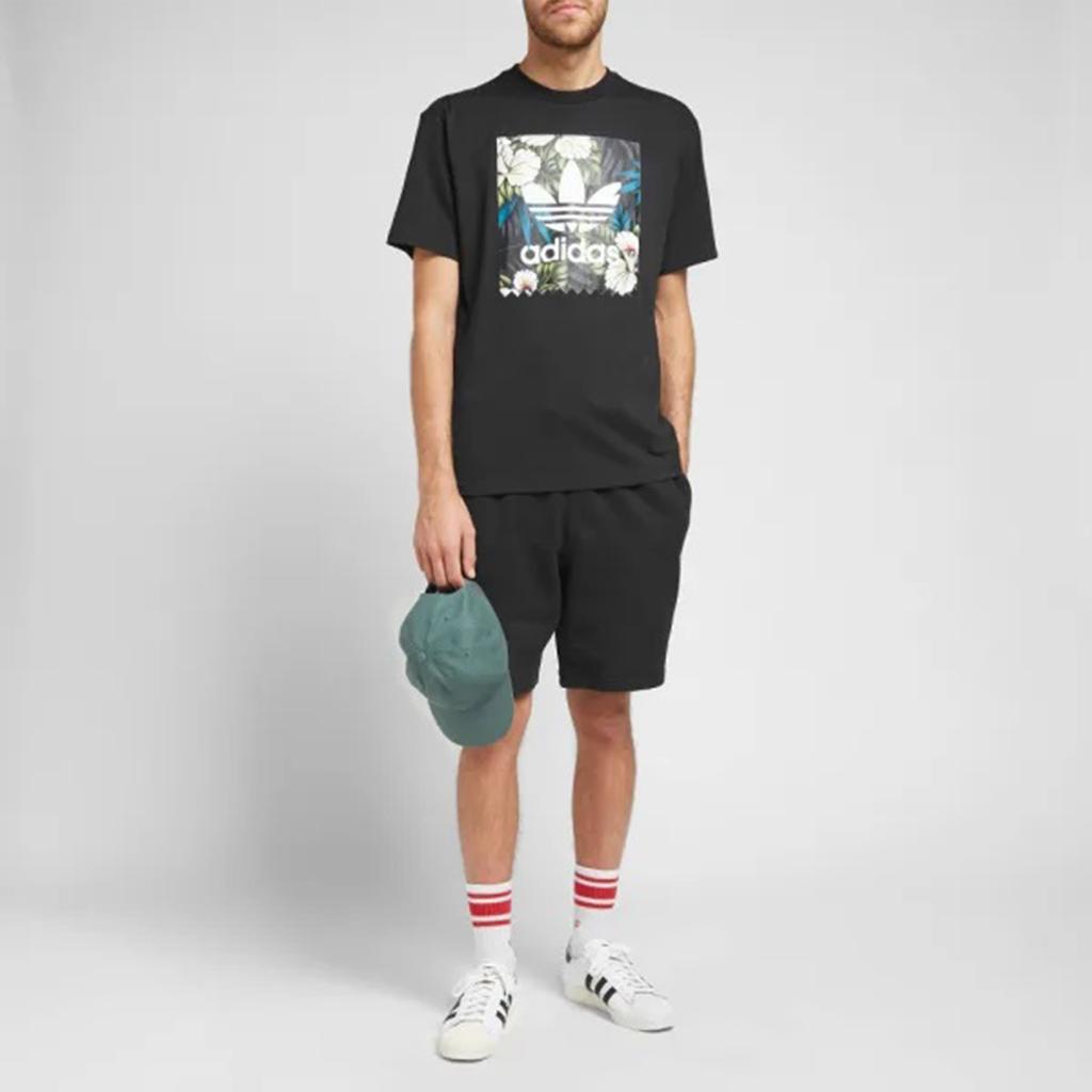 adidas Originals Trefoil Floral Print Short Sleeve T-Shirt Men Tops Black EC7360