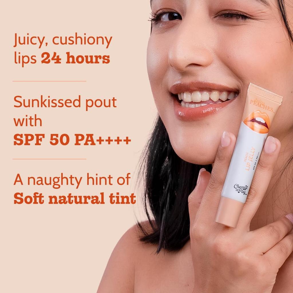 Chemist At Play Peach Tinted Lip Balm 10g with SPF 50 PA++++ for Dark, Dry, Chapped Lips, 24-Hour Moisturization