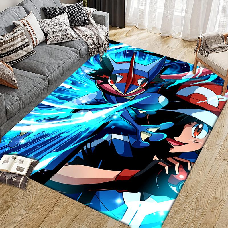 Pokemon Character Illustration Square Area Rug, Non-Slip Floor Mat for Home Office, Perfect Gift for Pokemon Fans.chl