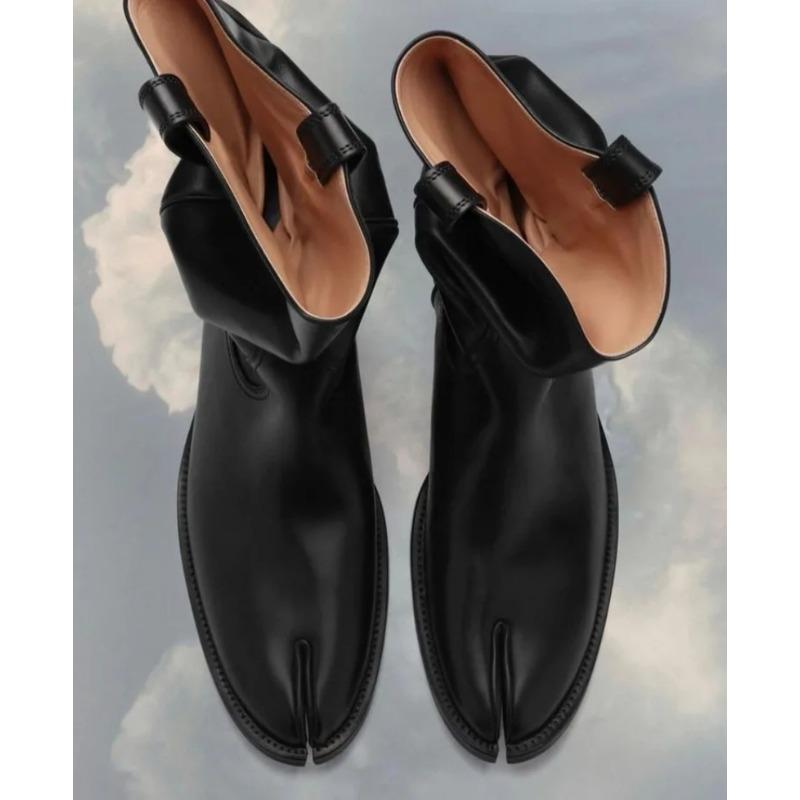 Fashion 2025 Brand Design Tabi Boots Split Toe Chunky High Heel Women Boots Leather Zapatos Mujer Fashion Autumn Women Shoes Botas Mujer