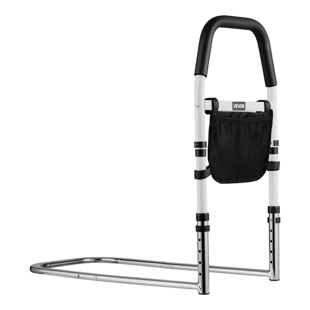 Bed Rail for Elderly, Bedside Assist Rails with PU Handrail, Adjustable Height Pipe Bedside Cane, High-Strength Carbon Steel Bed Bars for Seniors &