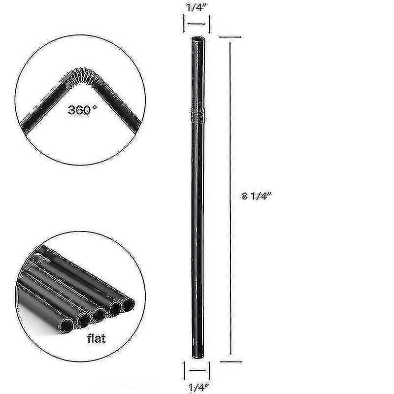 500/200/100pcs Flexible Bendy Black Drinking Straws Plastic Disposable Straws