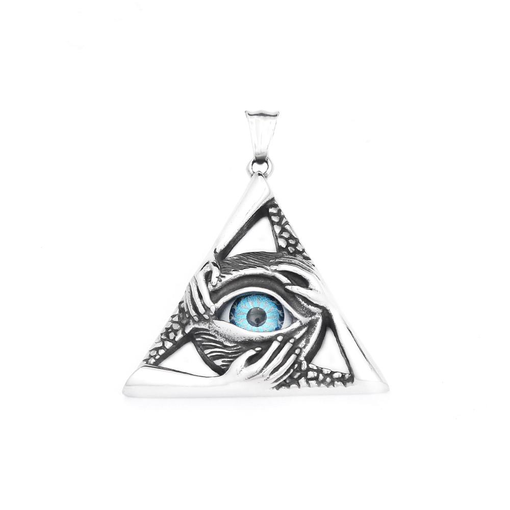 

Vintage Stainless Steel Evil Eye Pendant Necklace For Men Women Egyptian Pharaoh Patron Saint Amulet Necklaces Fashion Jewelry
