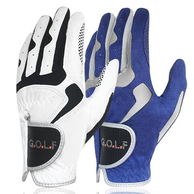 GVOVLVF Men's Golf Glove One Pc Pair 2 Color Options Improved Grip System Cool Comfortable Blue White Color Left Right Hand NEW