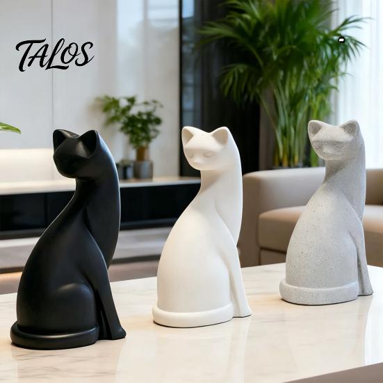 Seamless Cat Model 3D Printed Ornament, Minimalist Geometric Design, One-Piece One-piece Sculpture Durable Sculpture, for Home Office Bedroom