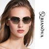 Women's Frameless Nylon Polarized Fashion Sunglasses - Trendy European & American Influencer Style, Black Metal