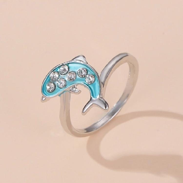 Blue Marine Animal Themed Rings Polished Interior Process Strong Wear