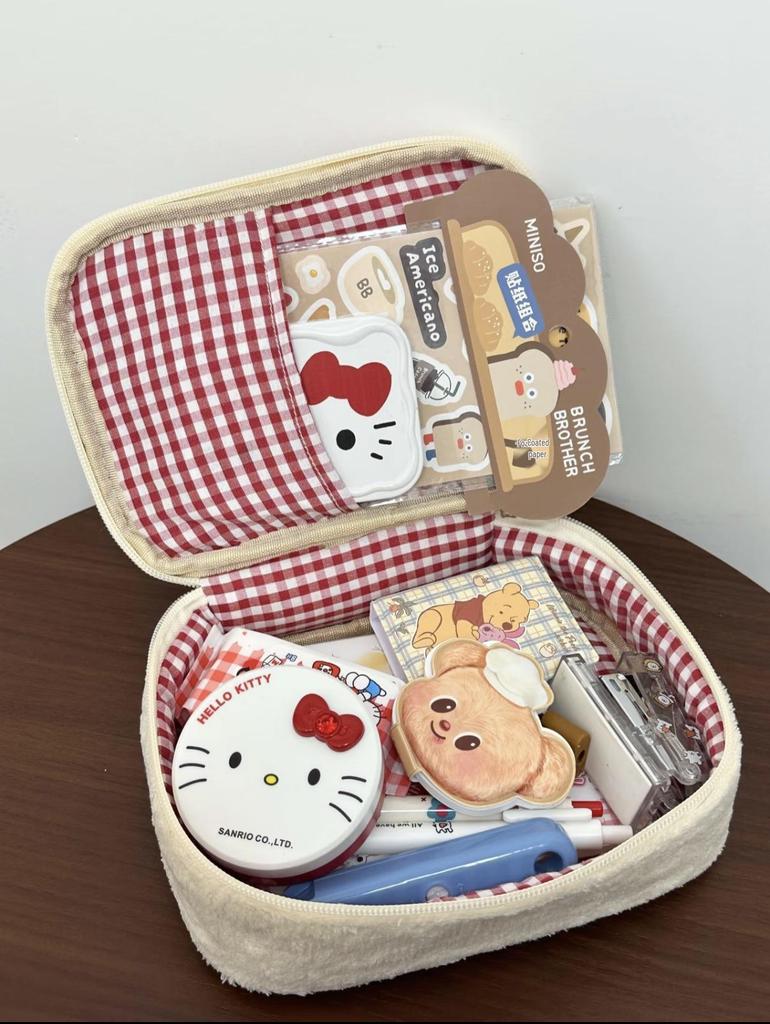 Strawberry Plush Makeup Bag: Large Capacity Travel Essential for Women