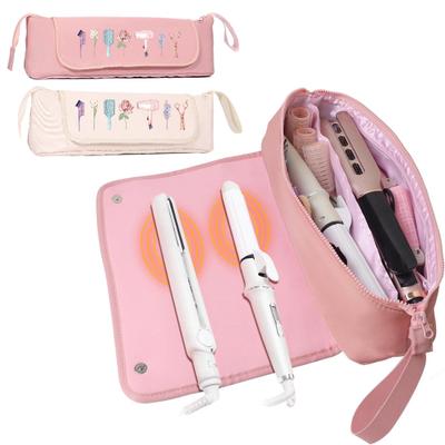 Cestovní taška na vlasové nástroje Přenosný organizér na stylingové nástroje na vlasy Taška na kulmu s podložkou odolnou proti teplu pro bezpečné uložení horkých žehliček na vlasy