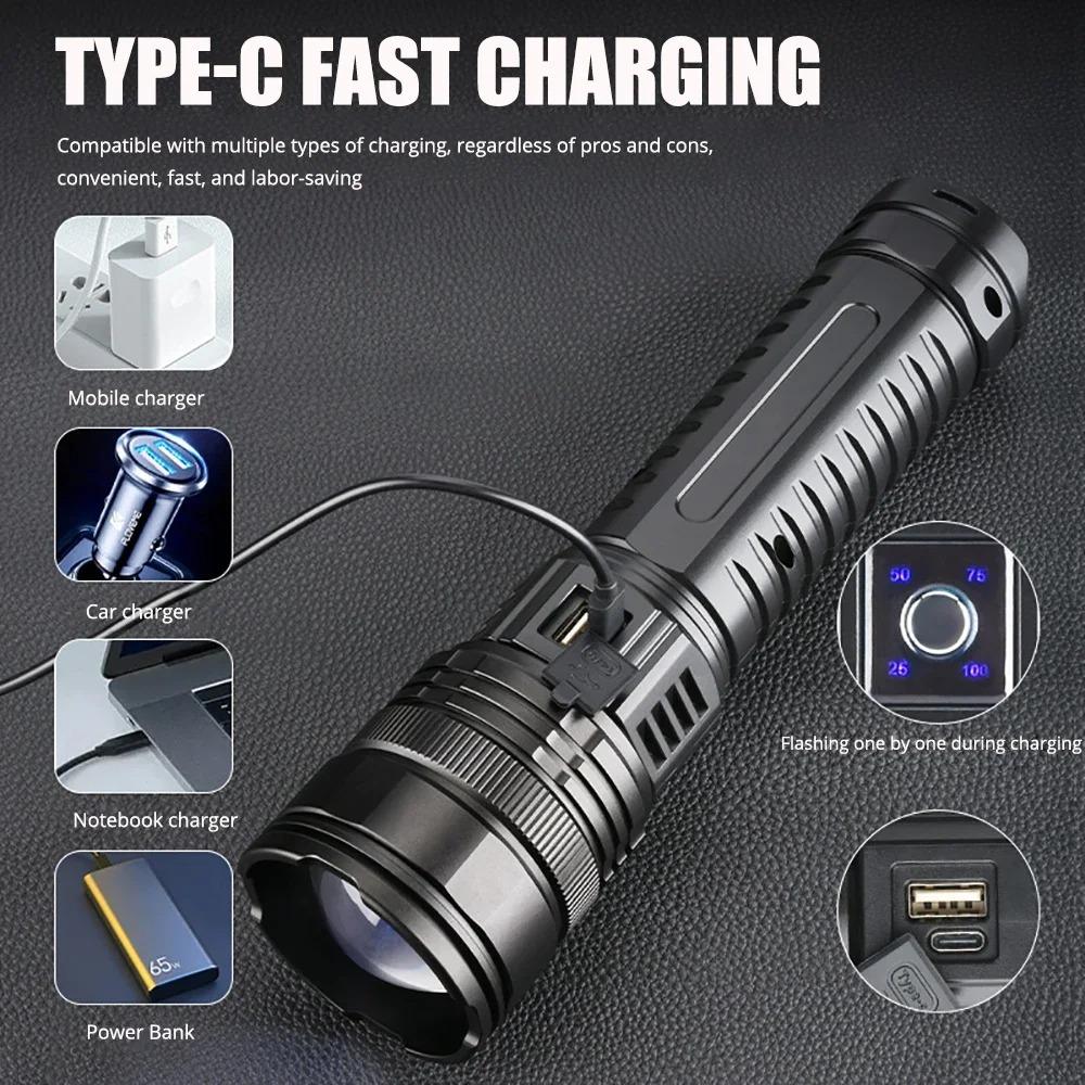 10000LM Penetrating Sky Cannon Ultra Long Range Burst Bright Flashlight High-power 15000mah Built-in Battery Emergency Spotlight