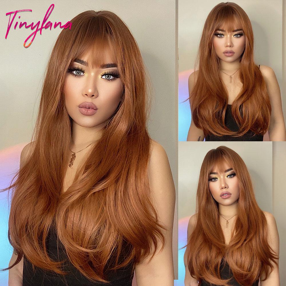 Long Straight Synthetic Wig with Bangs Dark Black Gray Hair Wigs for Women Cosplay Natural Hair Heat Resistant Layered Wigs