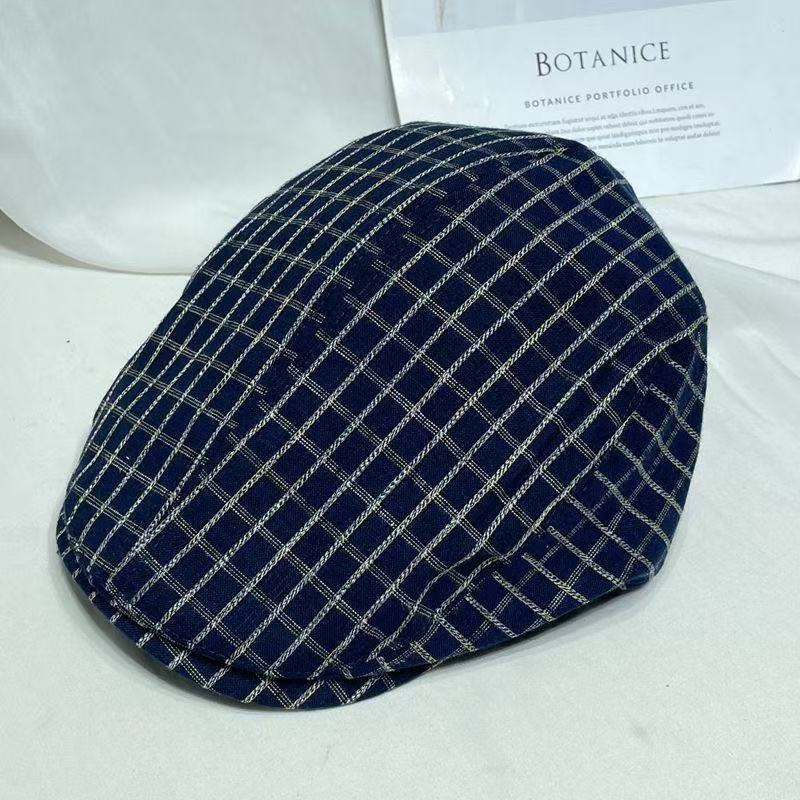 

Japanese retro plaid forward hat children s early autumn fashion casual versatile duckbill hat showing face small painter forward hat One size fits all Темно-синій
