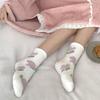 1 Pair Coral Fleece Mid-Calf Socks - Thickened Winter Warm Floor Socks with Cartoon Patterns for Women