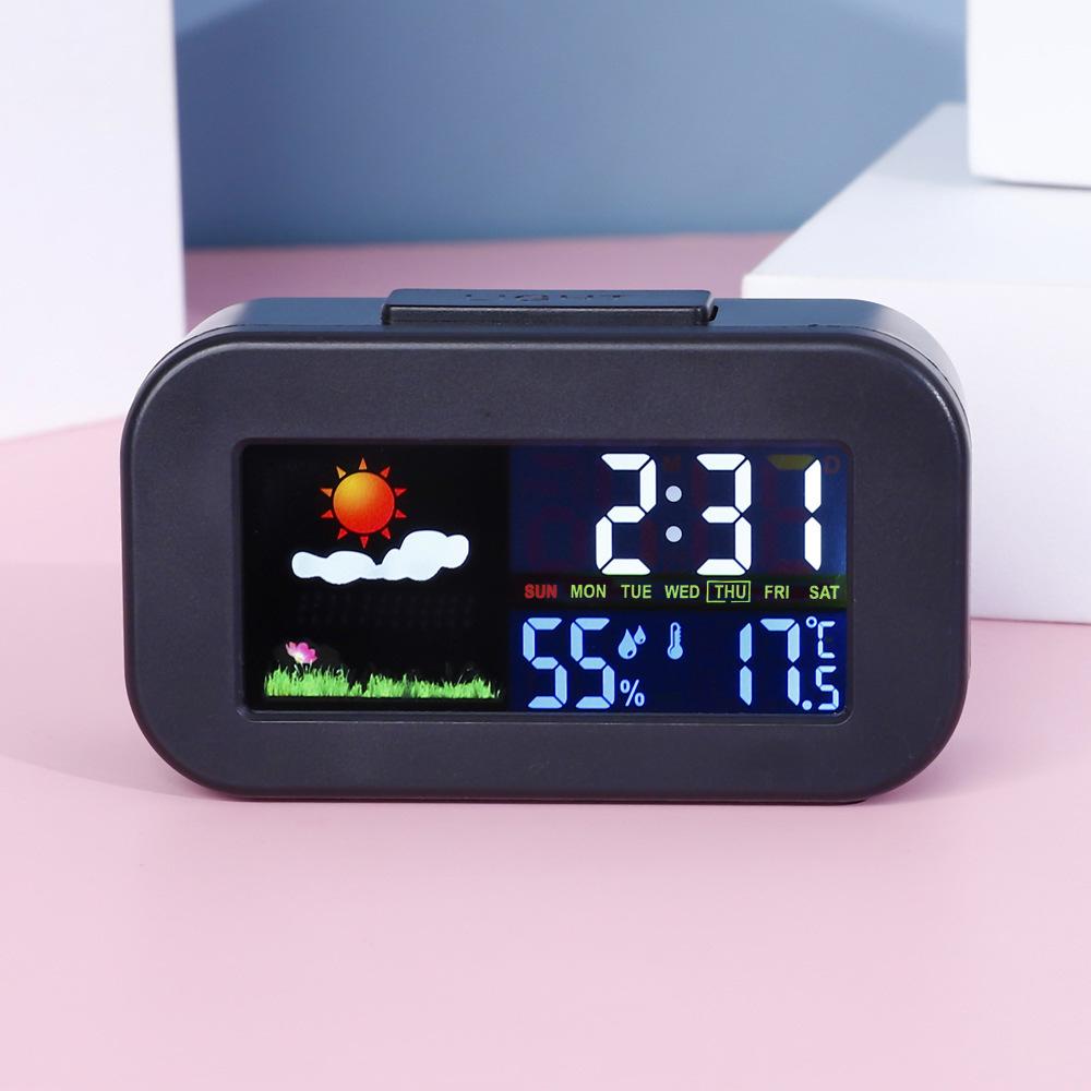 Despertador Digital de LED com Previsão do Tempo, Exibição de Temperatura e Umidade