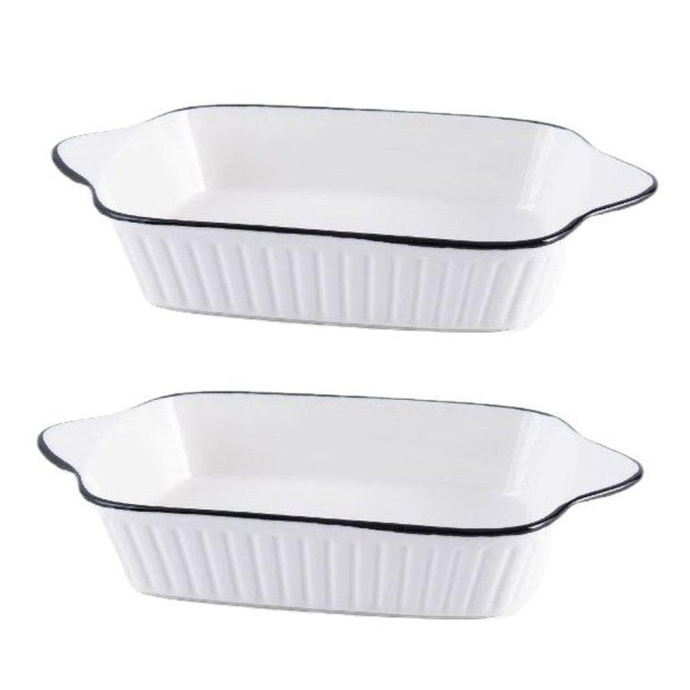 2 Piece Heat-resistant Casserole Lasagna Dish Rectangular Cheese Risotto Baking Dish Tiramisu 2 Pcs