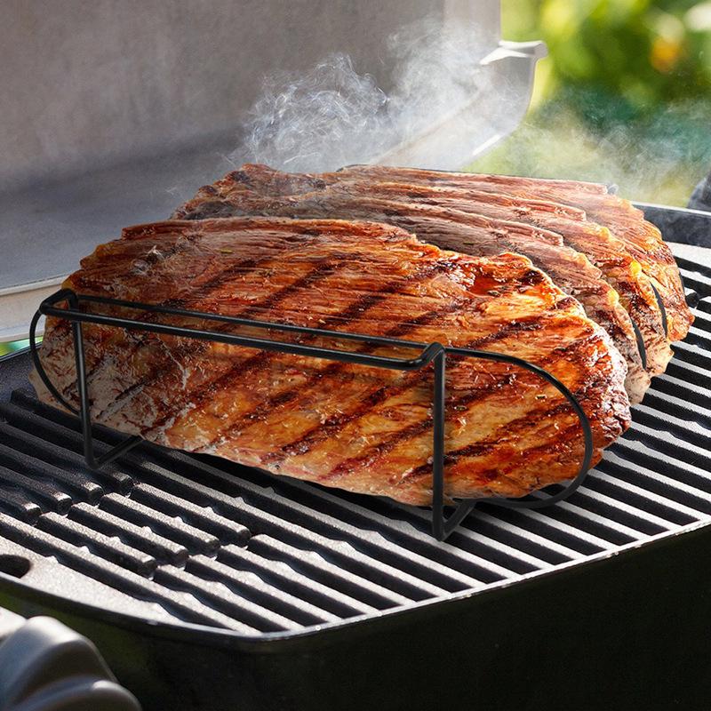 Non-Stick BBQ Grill Basket & Rib Rack for Outdoor Grilling