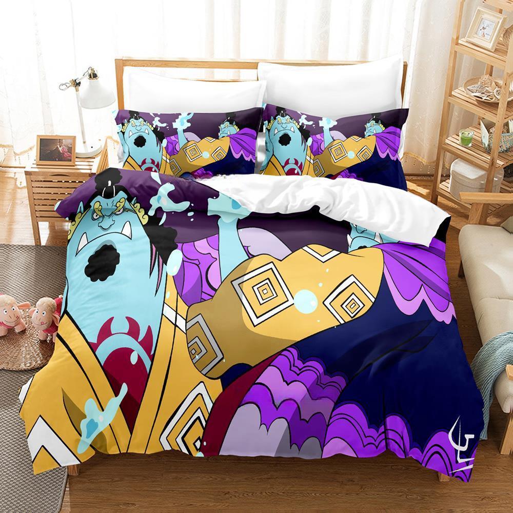 Nowy Zestaw Pościeli Jinbe Pojedynczy Bliźniak Pełny Queen King Size Zestaw do Łóżka Dorosły Dziecko Sypialnia Zestawy Poszewek na Kołdrę Zestaw Arkuszy do Łóżka z Nadrukiem 3D Anime