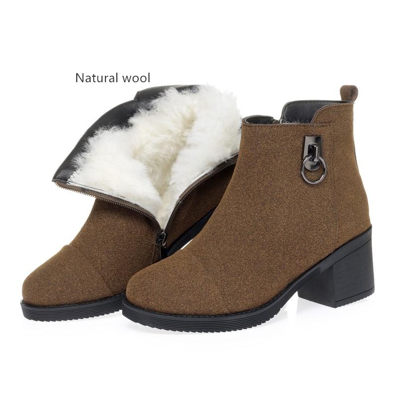 Fashion AIYUQI Women Ankle Boots 2025 New Winter Genuine Leather Wool Boots Women Large Size High Heels Warm Fashion Boots Ladies