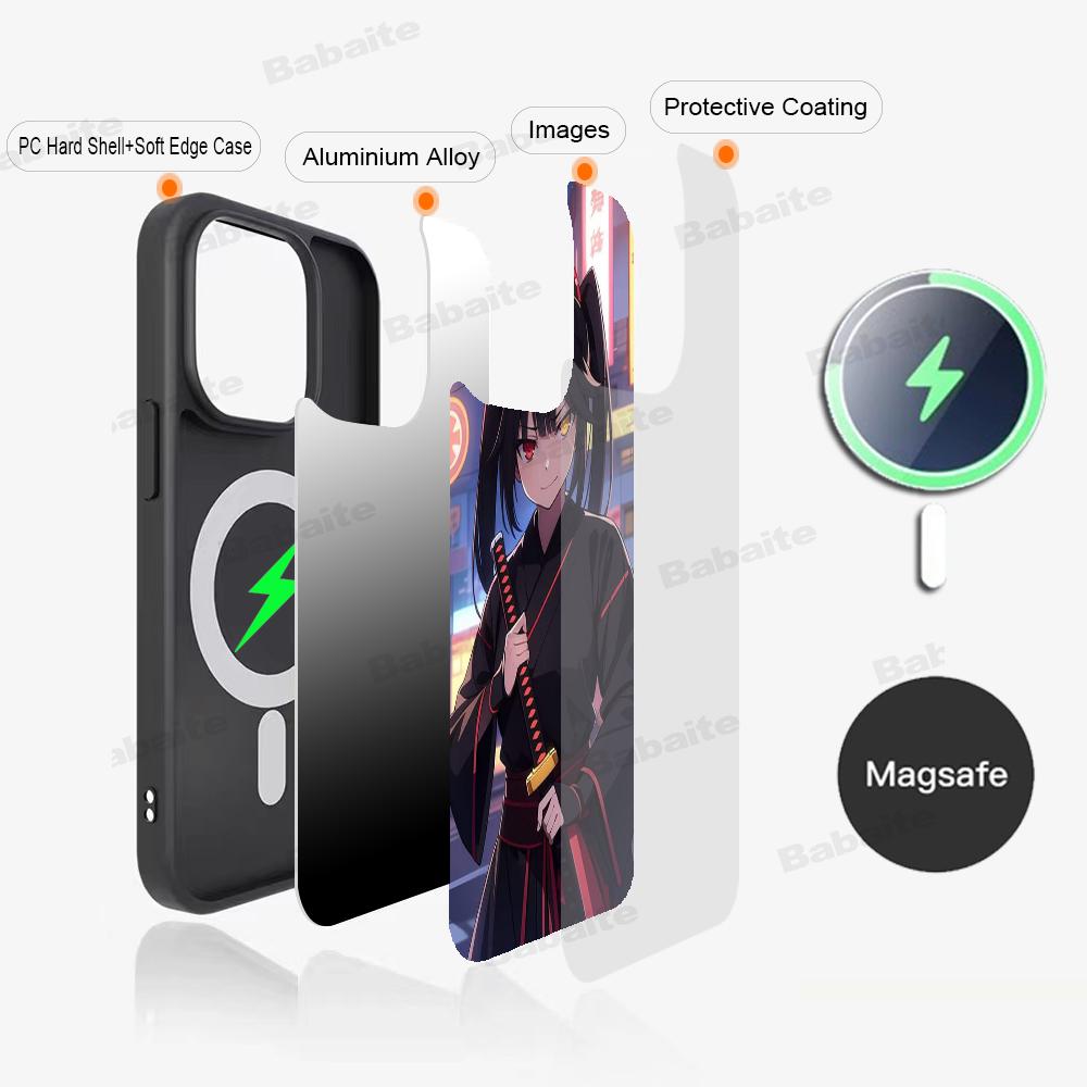 

Cartoon K-Kurumi T-Tokisaki Phone Case Magnetic Case For IPhone 16 14 13 12 11 15 Pro Max Plus For Magsafe Wireless Charge Cover iPhone 12