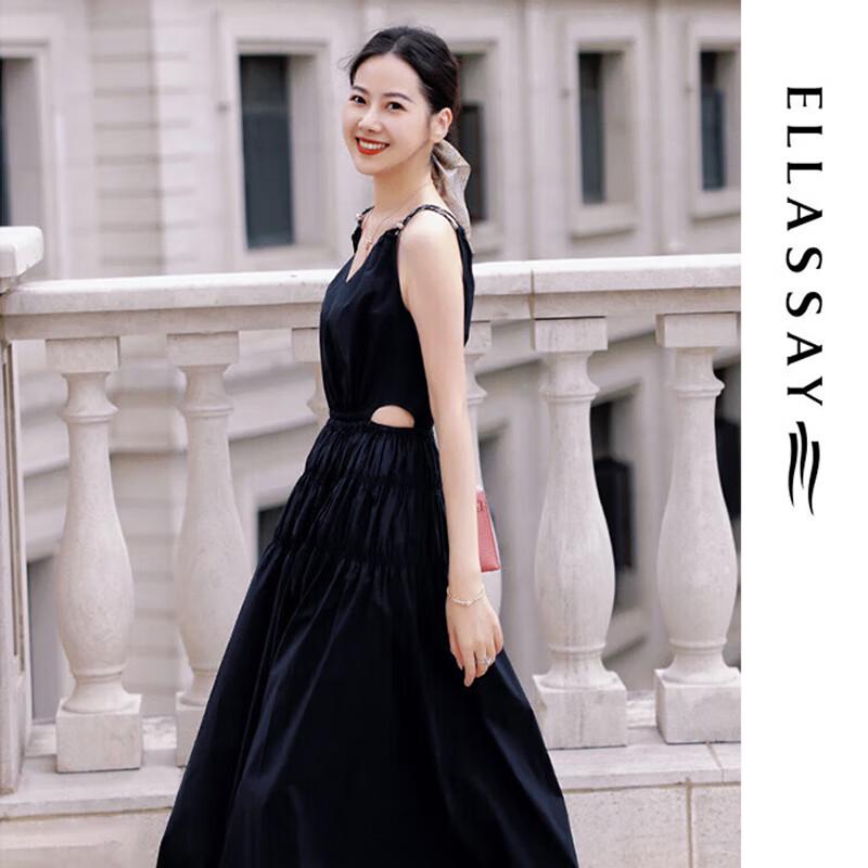 ELLASSAY Women's Autumn/Winter Cotton Blend Deep V-neck Dress