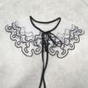 Black Trim With Whites Lace Embroidery False Collar Tie