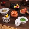 1Pcs Dollhouse Mini Clay Pot Plate Food Model Kitchen Decoration DIY Accessories Doll House Miniature Kitchen Items