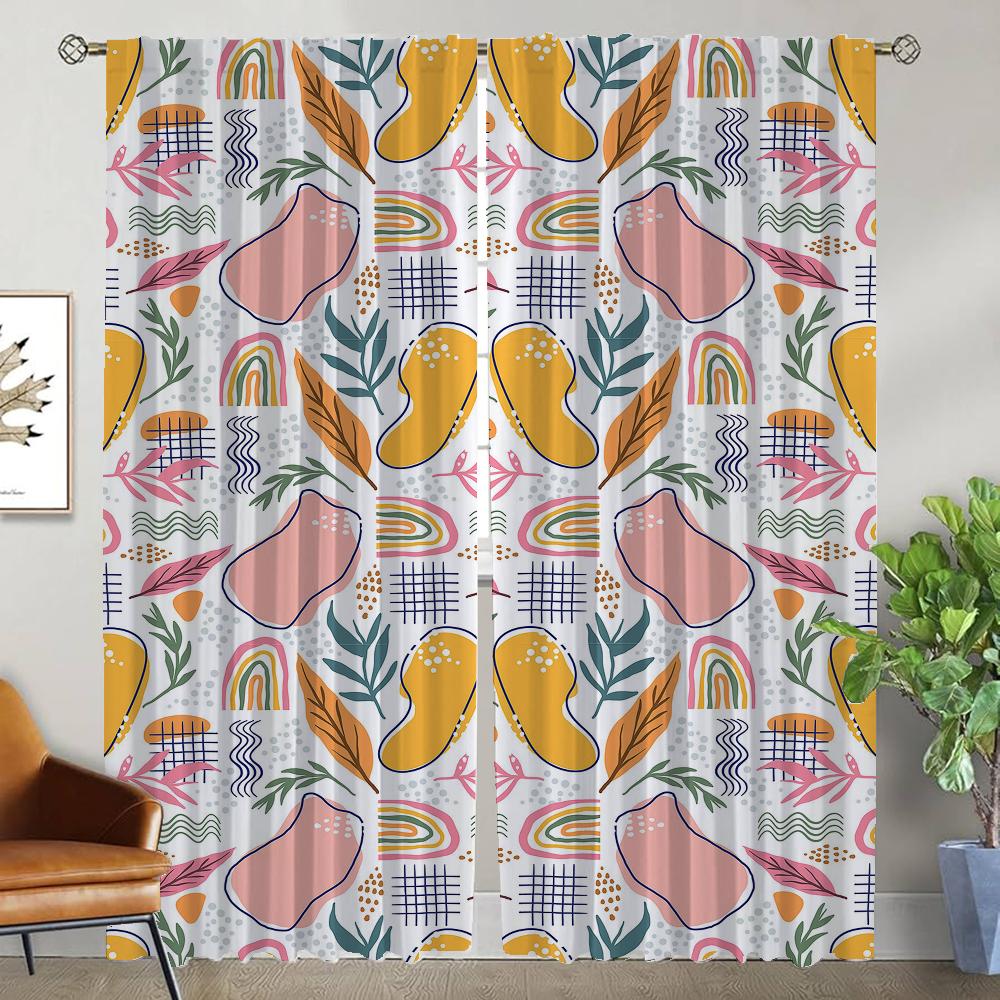 Art Pattern Curtains for Bedroom Partition Elegant Room Curtains 2 Pieces Halloween Decoration Shades Blackout Curtain Living