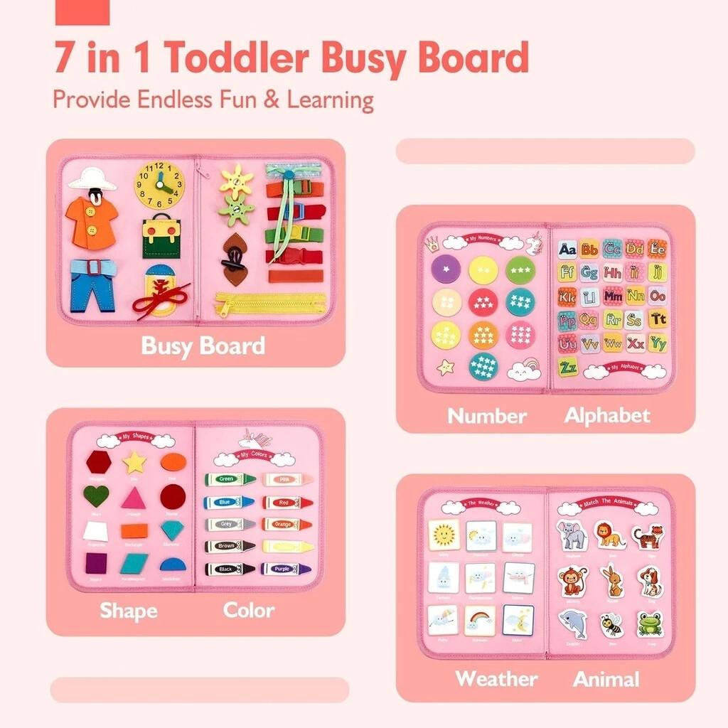 Baby Busy Board Early Educational Toys Toddlers Montessori Busy Book Activity Skills Learning Board Sensory Development Toys