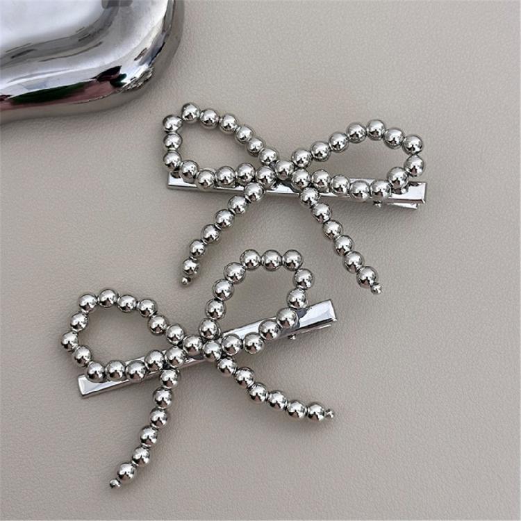 Beaded Bowknot Hair Clip Female Duckbill Clip Hairpin Sweet Ballet Hair Decors