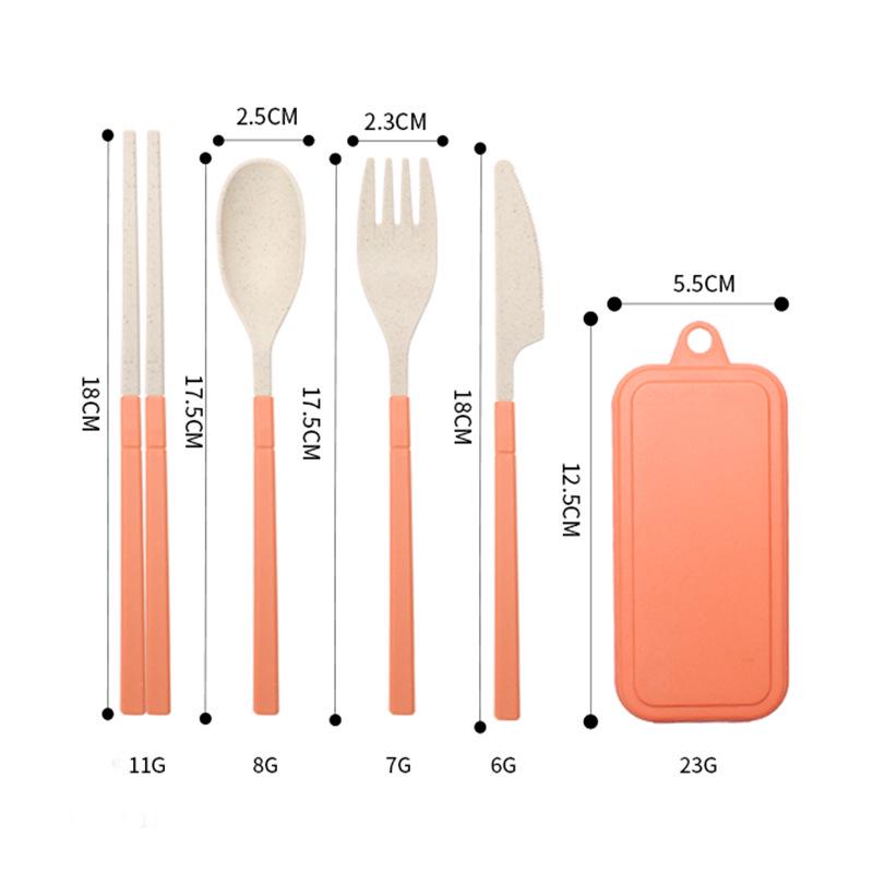 Foldable Wheat Straw Cutlery Set with Detachable Chopsticks and Spoon - Portable Gift Set