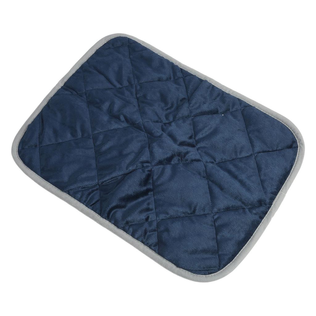 Pet Warm Pad Cat Heat Mat Dog Sleeping Bed Mat Cushion Skidproof for Home Winter Dark Blue with Grey Trimming L