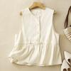 Women S Cotton Ruffled Round Neck Loose Fit Vest Top