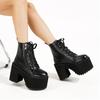 Women'S Winter Short Boots High Heel Round Toe Chunky Heel Waterproof Platform 35-43