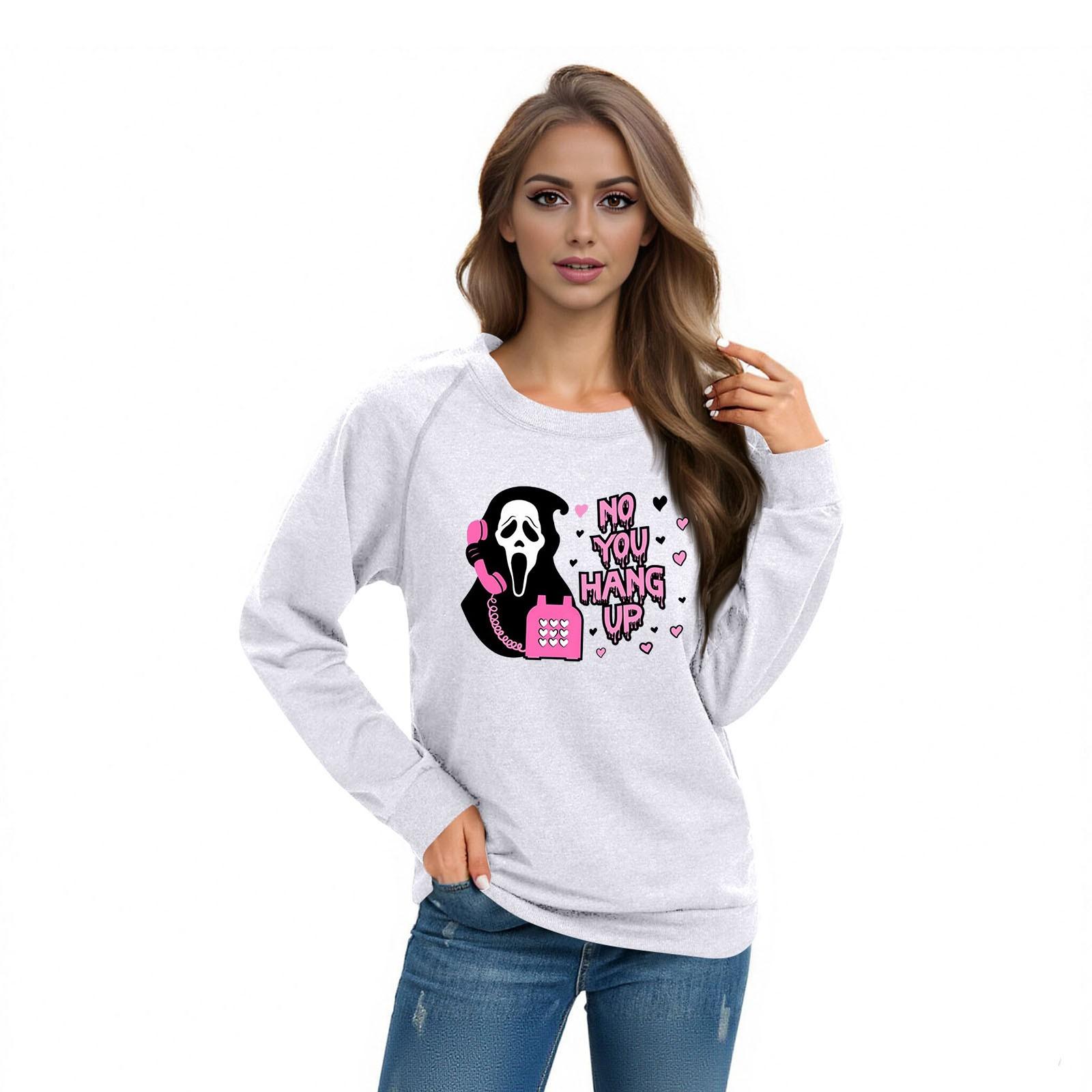

Women s Casual Raglan O-neck Long Sleeve Halloween Print Top XL