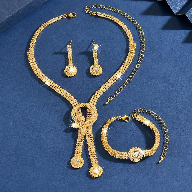 Elegant Full Rhinestone Jewelry Set Womens Bridal Party Accessory