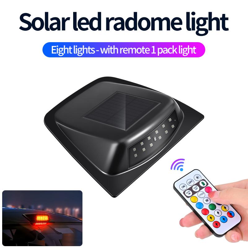 Solar powered LED car roof LiDAR decorative cover light anti rear end collision warning flashing navigation light 1PCS