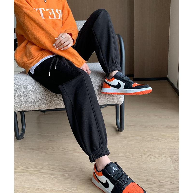 Fleece sweatpants women's new thickened thermal cotton pants in autumn and winter wear casual small footwear sweatpants