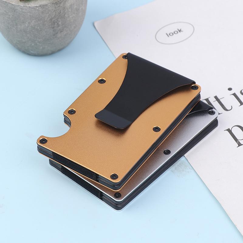 Minimalistická peněženka pro muže a ženy - Tenká RFID peněženka, Odolná proti poškrábání, Držák na kreditní karty a spona na peníze, Snadno vyjímatelné peníze