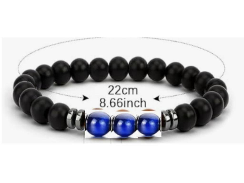 Black Stone Tiger Eye & Map Stone Beaded Magnet Bracelet