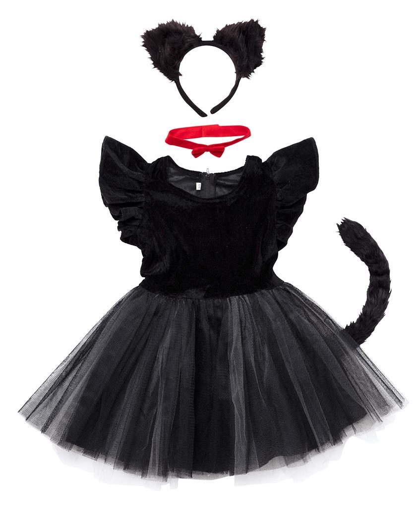 Clearstone Petit Chat Noir Black Cat Cosplay Costume for Black Kids, Girls, 120cm,