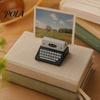 Retro Desk Accessory Wooden Typewriter Memo Clip, Vintage Place Card Holder, Clamp Decorative Message Photo Picture Holder Stand for Home Office