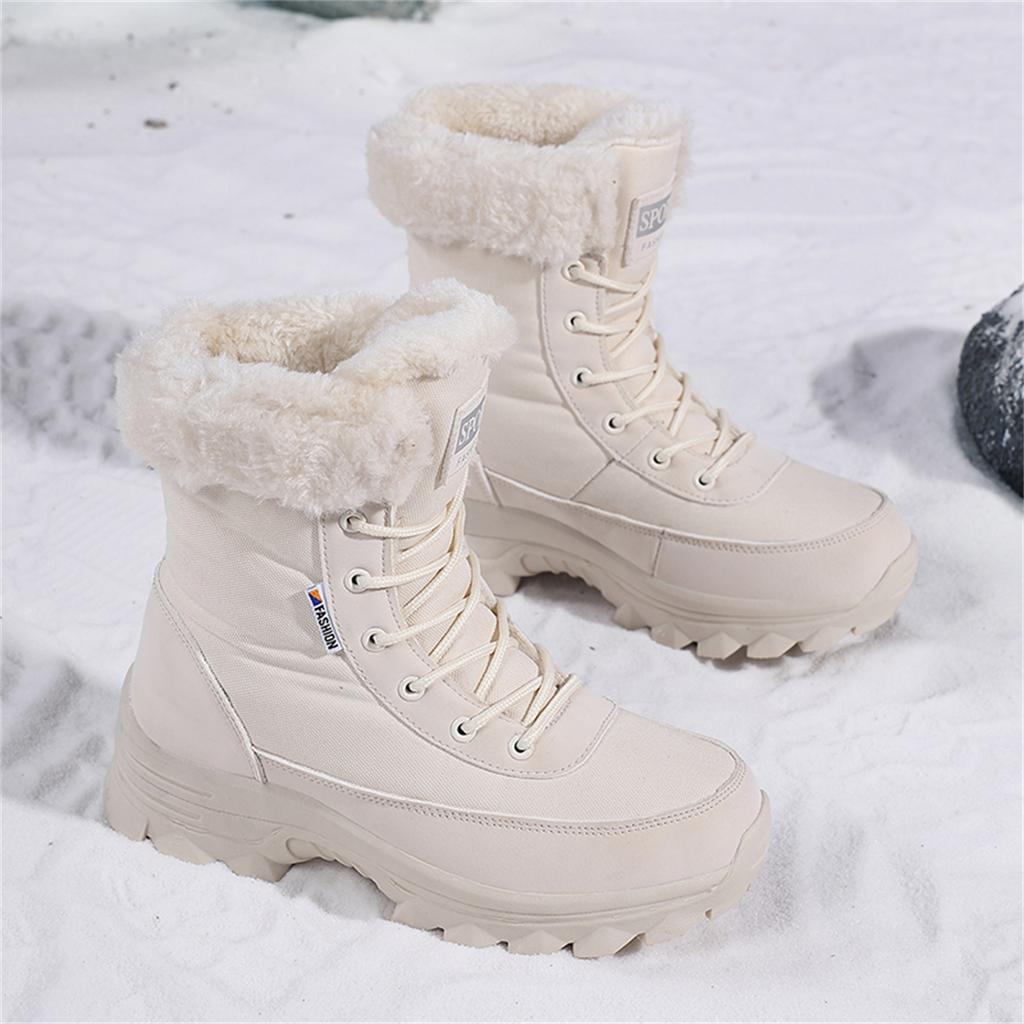 TUINANLE Dames varme bomullssko snøstøvler vinter ankelstøvletter sklisikre korte støvletter